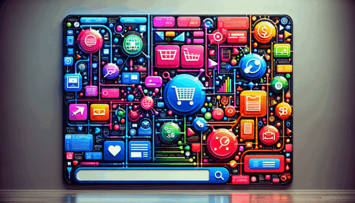 How to Create Google Shopping Ads: Colorful Google Shopping Ads with product images, titles, prices, and seller names on a search results page.