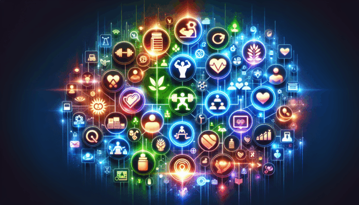 How to Leverage Reddit for Supplement Engagement: A vibrant collage of subreddit icons for bodybuilding, wellness, and supplements, linked by glowing lines.