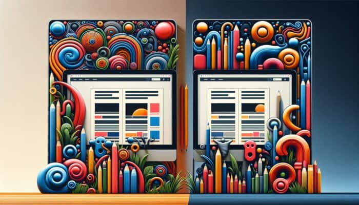 How to Optimize Hosting Ad Placements for ROI: Two identical websites with different ad placements; one with high engagement, the other with low interaction, showing ROI impact.